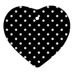 1950 Black White Dots Ornament (heart) by SomethingForEveryone