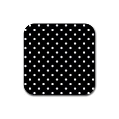 1950 Black White Dots Rubber Square Coaster (4 Pack) 