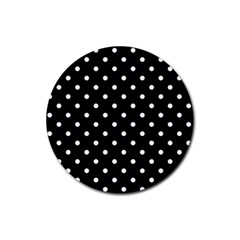 1950 Black White Dots Rubber Coaster (round) 