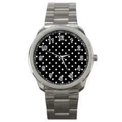 1950 Black White Dots Sport Metal Watch