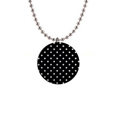 1950 Black White Dots 1  Button Necklace