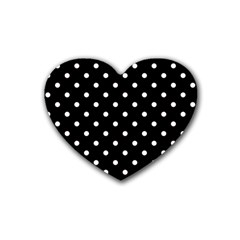 1950 Black White Dots Rubber Coaster (heart)  by SomethingForEveryone