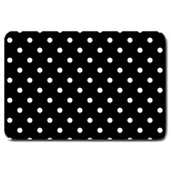 1950 Black White Dots Large Doormat  by SomethingForEveryone