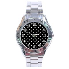 1950 Black White Dots Stainless Steel Analogue Watch by SomethingForEveryone