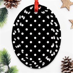 1950 Black White Dots Ornament (oval Filigree)