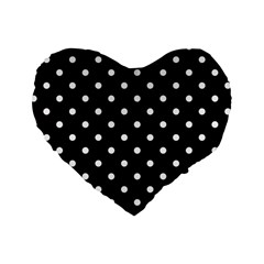 1950 Black White Dots Standard 16  Premium Heart Shape Cushions by SomethingForEveryone