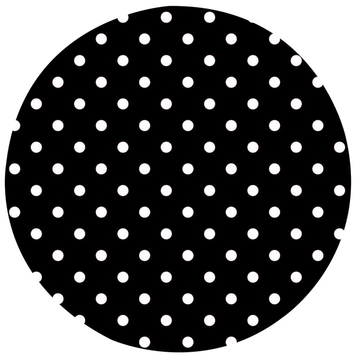 1950 Black White Dots Wooden Bottle Opener (Round)