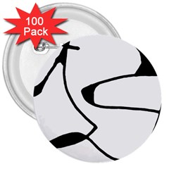 Black And White Abstract Linear Decorative Art 3  Buttons (100 Pack)  by dflcprintsclothing