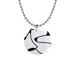 Black And White Abstract Linear Decorative Art 1  Button Necklace Front