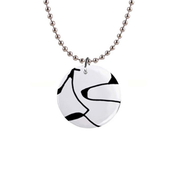 Black And White Abstract Linear Decorative Art 1  Button Necklace