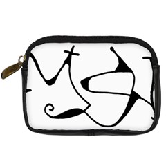 Black And White Abstract Linear Decorative Art Digital Camera Leather Case