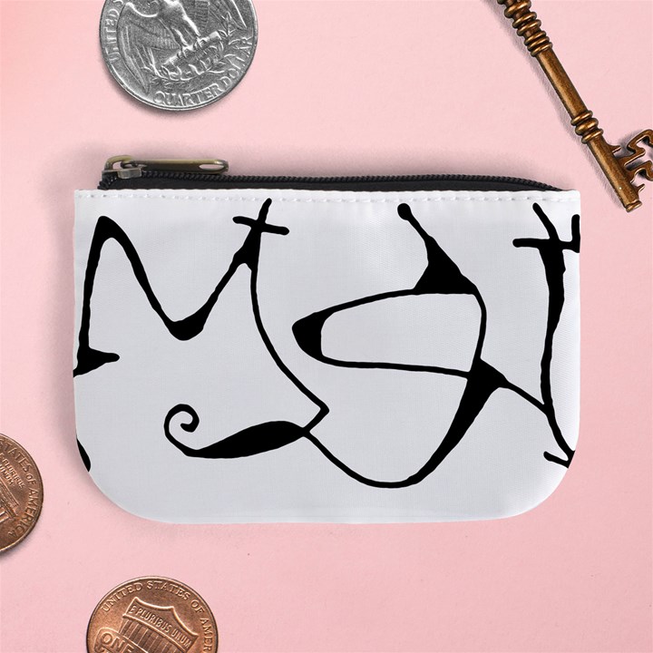 Black And White Abstract Linear Decorative Art Mini Coin Purse