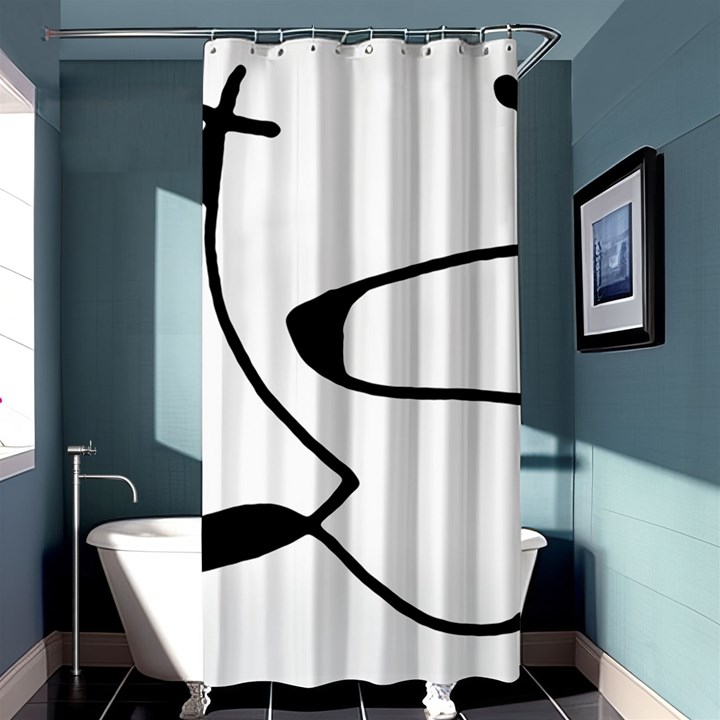 Black And White Abstract Linear Decorative Art Shower Curtain 36  x 72  (Stall) 