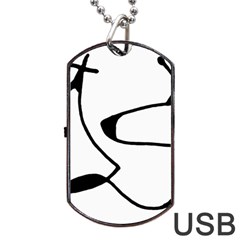 Black And White Abstract Linear Decorative Art Dog Tag Usb Flash (one Side) by dflcprintsclothing