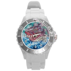 Wth Shark Round Plastic Sport Watch (l) by SomethingForEveryone