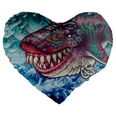 Wth Shark Large 19  Premium Heart Shape Cushions by SomethingForEveryone