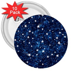 Dark Blue Stars 3  Buttons (10 Pack)  by AnkouArts