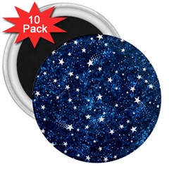 Dark Blue Stars 3  Magnets (10 Pack)  by AnkouArts