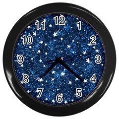 Dark Blue Stars Wall Clock (black)