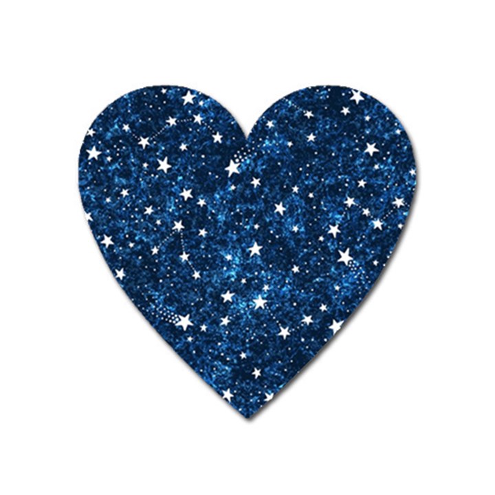 Dark Blue Stars Heart Magnet