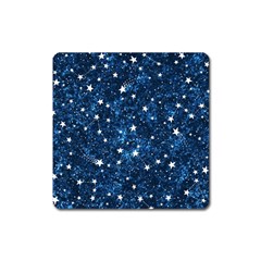 Dark Blue Stars Square Magnet