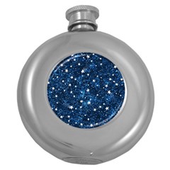 Dark Blue Stars Round Hip Flask (5 Oz)