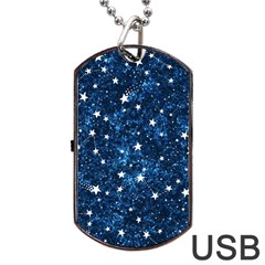 Dark Blue Stars Dog Tag Usb Flash (two Sides) by AnkouArts