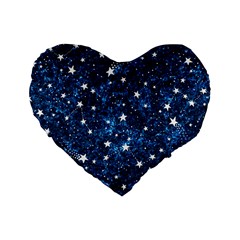 Dark Blue Stars Standard 16  Premium Heart Shape Cushions