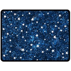 Dark Blue Stars Double Sided Fleece Blanket (large) 