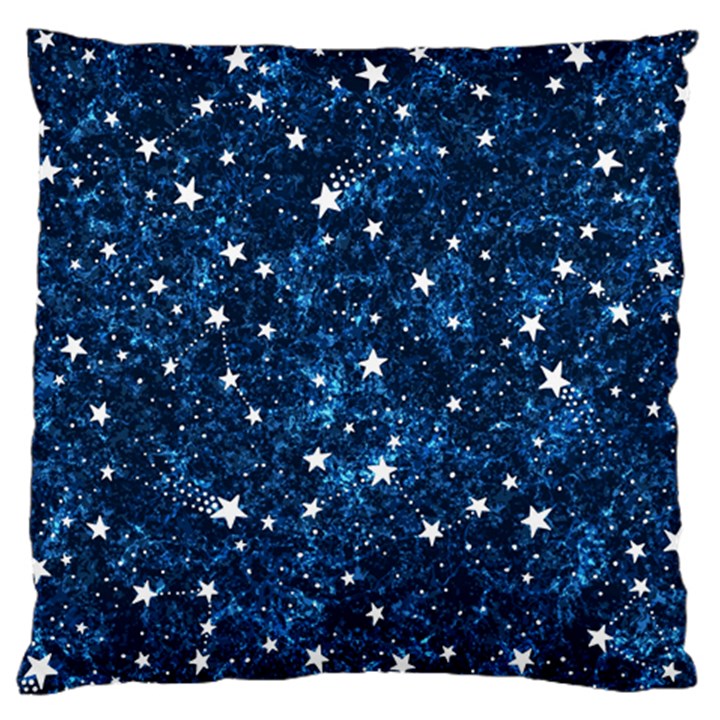 Dark Blue Stars Large Flano Cushion Case (One Side)