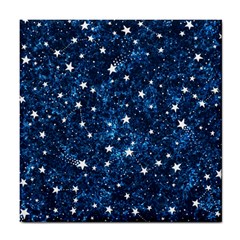 Dark Blue Stars Tile Coaster