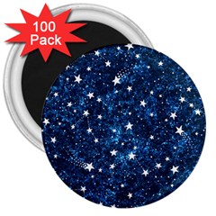 Dark Blue Stars 3  Magnets (100 Pack) by AnkouArts