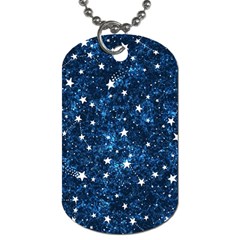 Dark Blue Stars Dog Tag (one Side) by AnkouArts