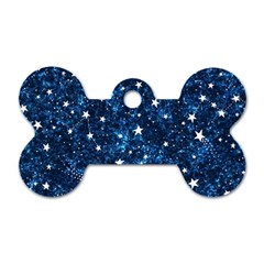 Dark Blue Stars Dog Tag Bone (one Side)