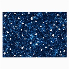 Dark Blue Stars Large Glasses Cloth (2 Sides) by AnkouArts