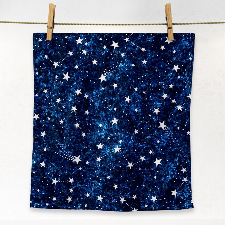 Dark Blue Stars Face Towel