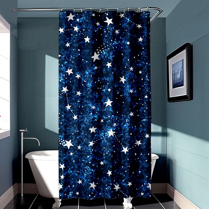 Dark Blue Stars Shower Curtain 36  x 72  (Stall) 