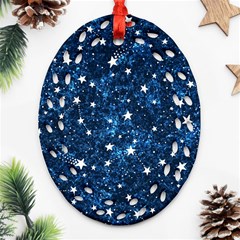 Dark Blue Stars Oval Filigree Ornament (two Sides)