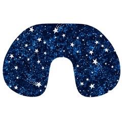 Dark Blue Stars Travel Neck Pillow by AnkouArts