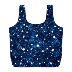 Dark Blue Stars Full Print Recycle Bag (l)