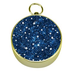 Dark Blue Stars Gold Compasses by AnkouArts