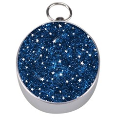 Dark Blue Stars Silver Compasses