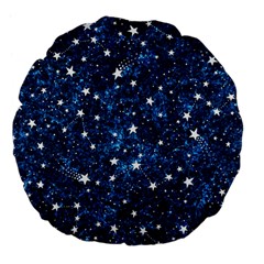 Dark Blue Stars Large 18  Premium Flano Round Cushions