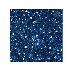 Dark Blue Stars Small Satin Scarf (square) by AnkouArts