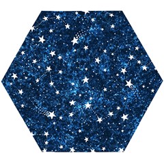 Dark Blue Stars Wooden Puzzle Hexagon