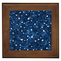 Dark Blue Stars Framed Tile by AnkouArts