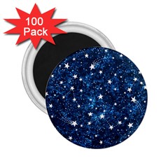 Dark Blue Stars 2 25  Magnets (100 Pack)  by AnkouArts