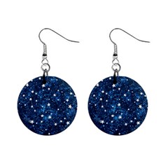 Dark Blue Stars Mini Button Earrings by AnkouArts