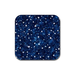 Dark Blue Stars Rubber Coaster (square) 