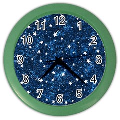 Dark Blue Stars Color Wall Clock